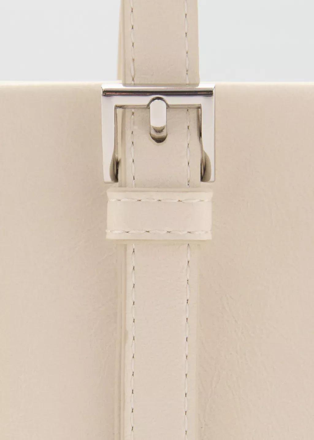 White Shoulder Bag With Buckles, Natural White, large image number 2