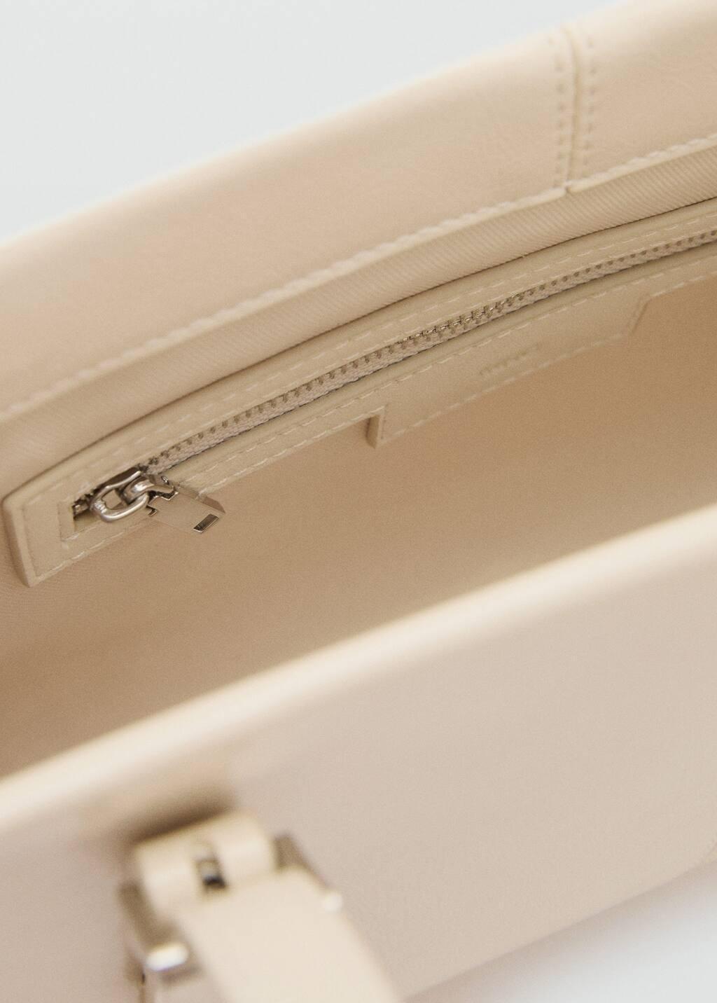 White Shoulder Bag With Buckles, Natural White, large image number 4