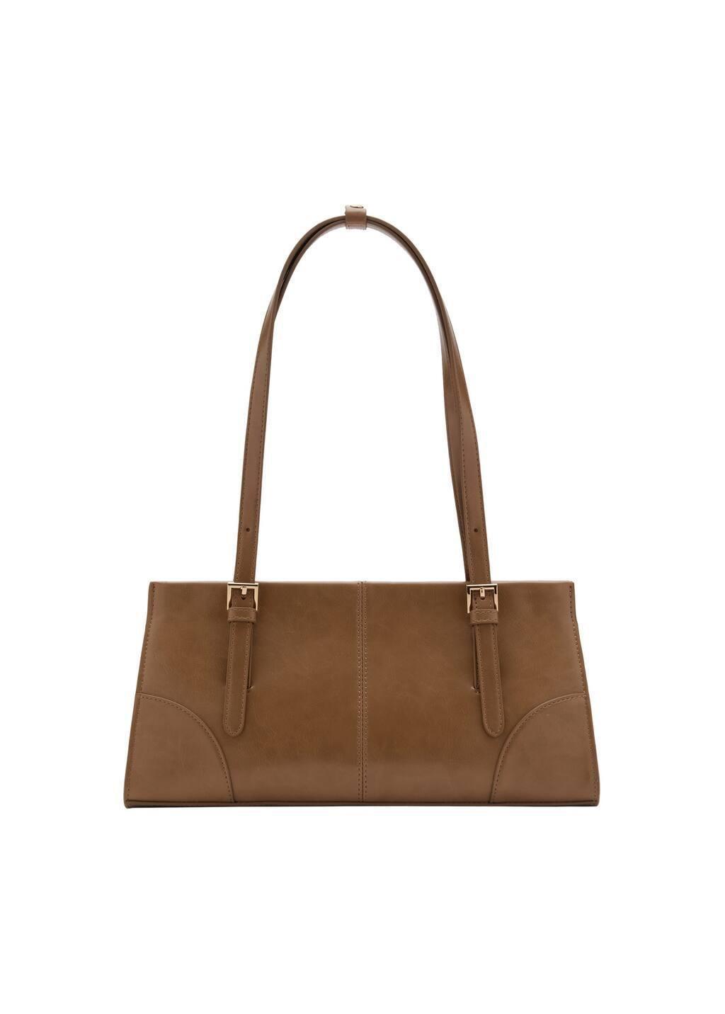Brown Shoulder Bag With Buckles, Medium Brown, large image number 3