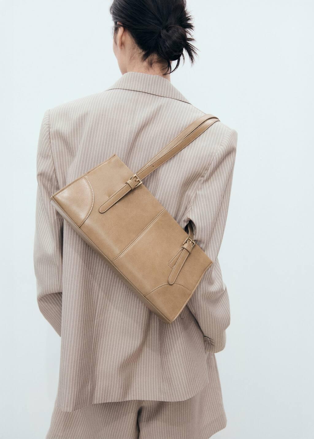 Brown Shoulder Bag With Buckles, Medium Brown, large image number 5