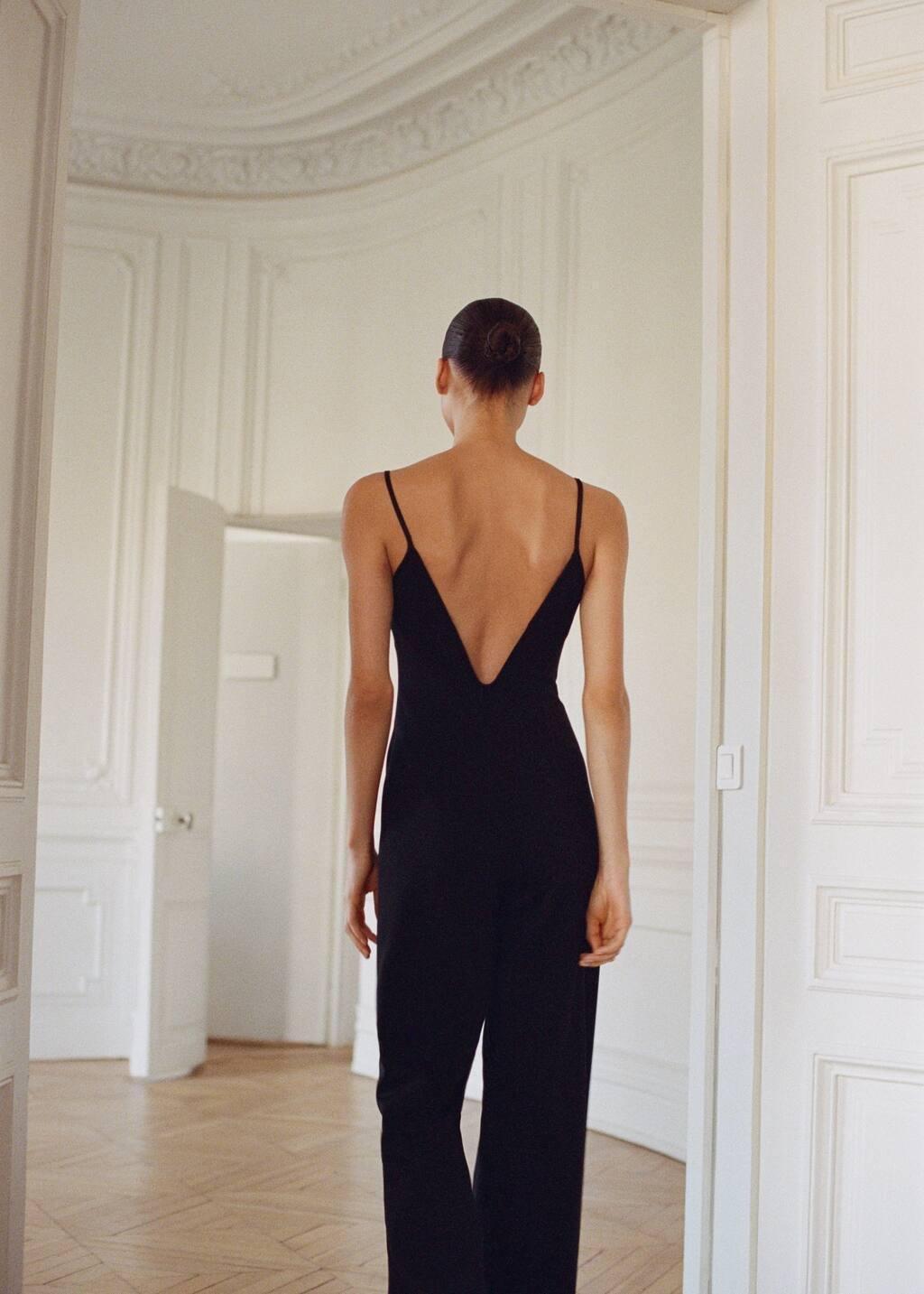 Black Structured Sweetheart Neckline Fitted Jumpsuit, , large image number 2