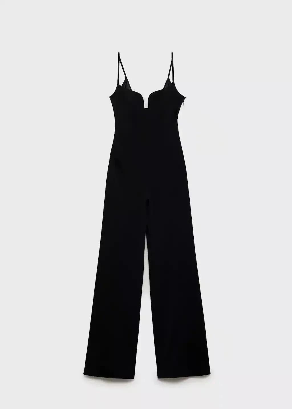 Black Structured Sweetheart Neckline Fitted Jumpsuit, , large image number 3