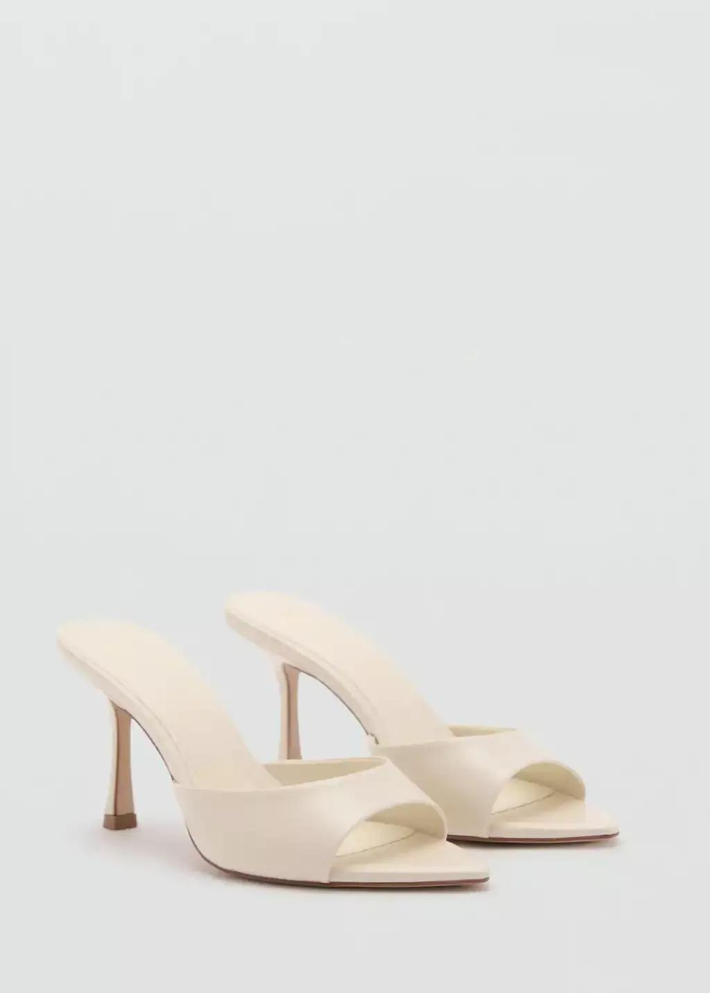 White Open-Toed Heeled Sandals With Pointed Toe, , large image number 0