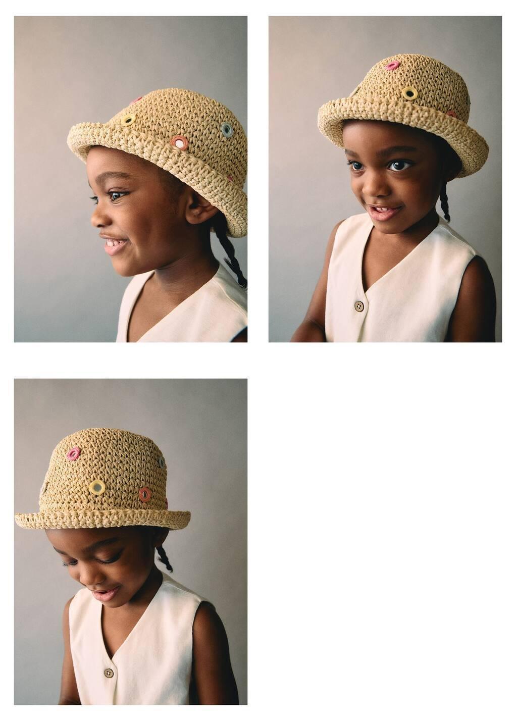 Brown Lt Pastel Natural Fibre Hat, Baby Girl, , large image number 3