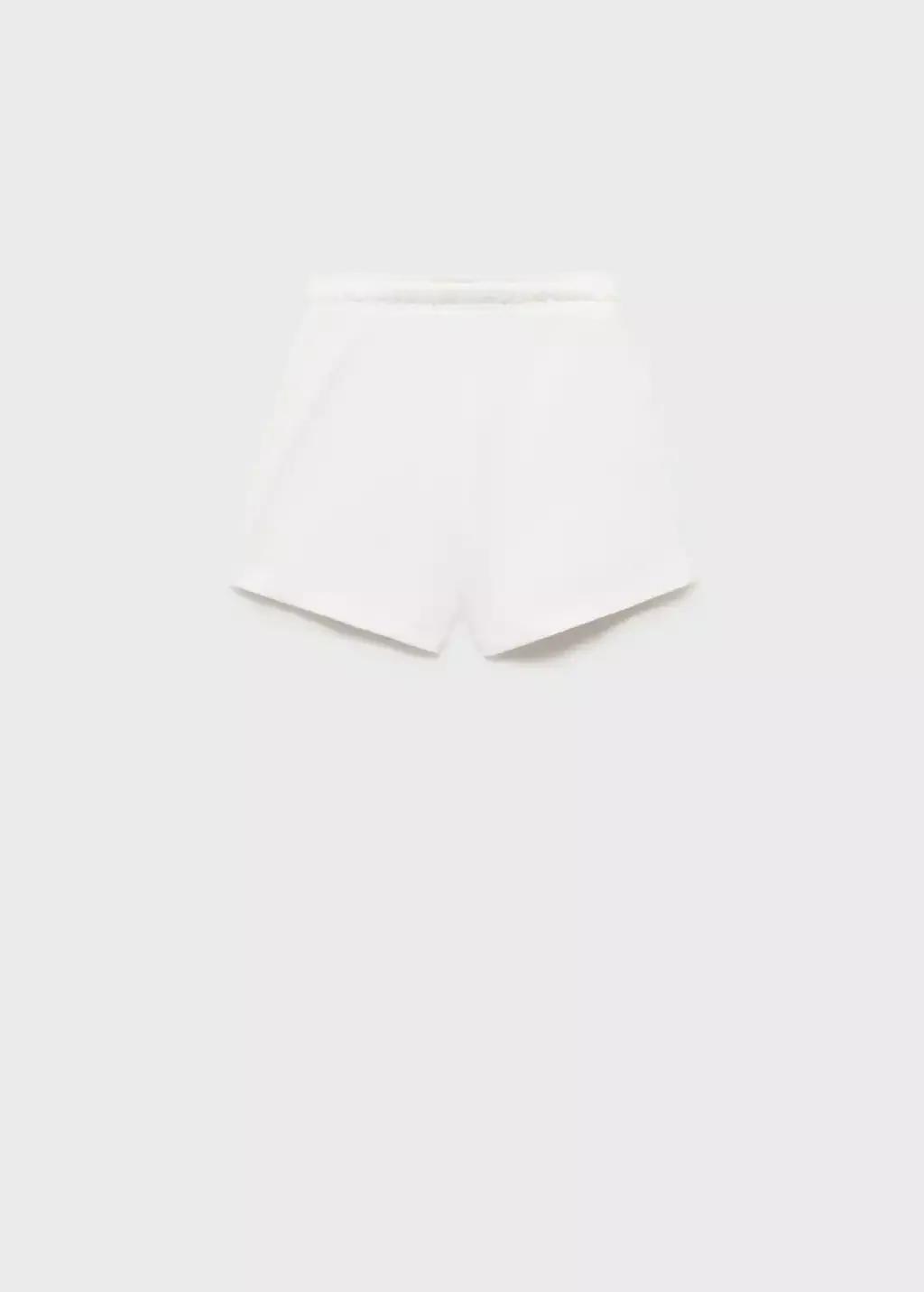 White Cotton Shorts With Elastic Waist, Kids Girl, , large image number 1