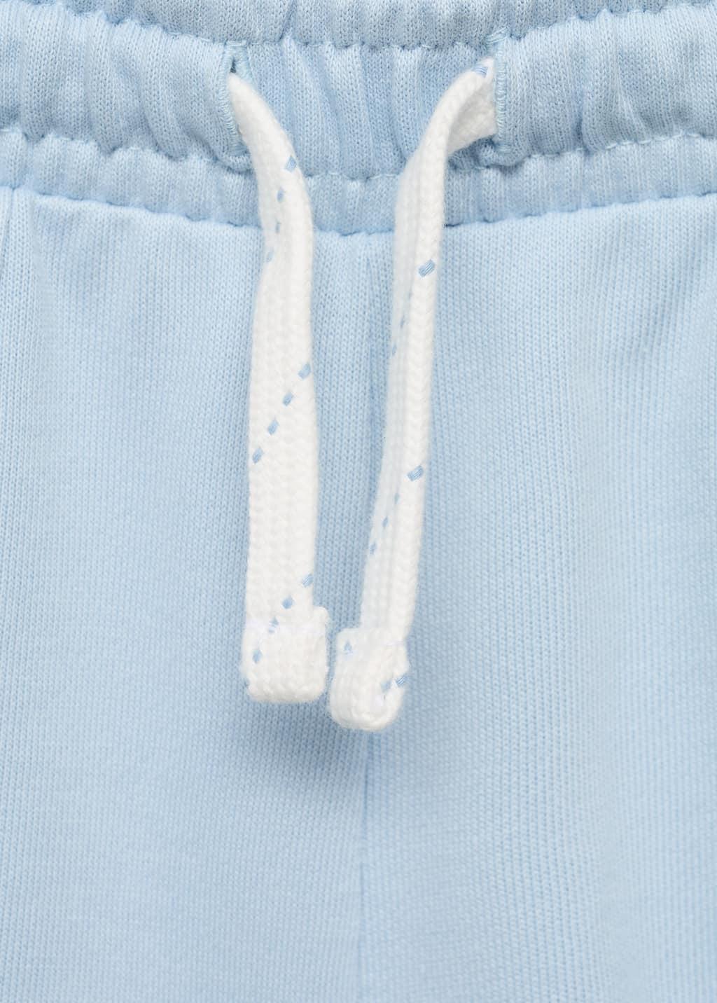 Blue Lt Pastel Cotton Shorts With Elastic Waist, Kids Girl, , large image number 2