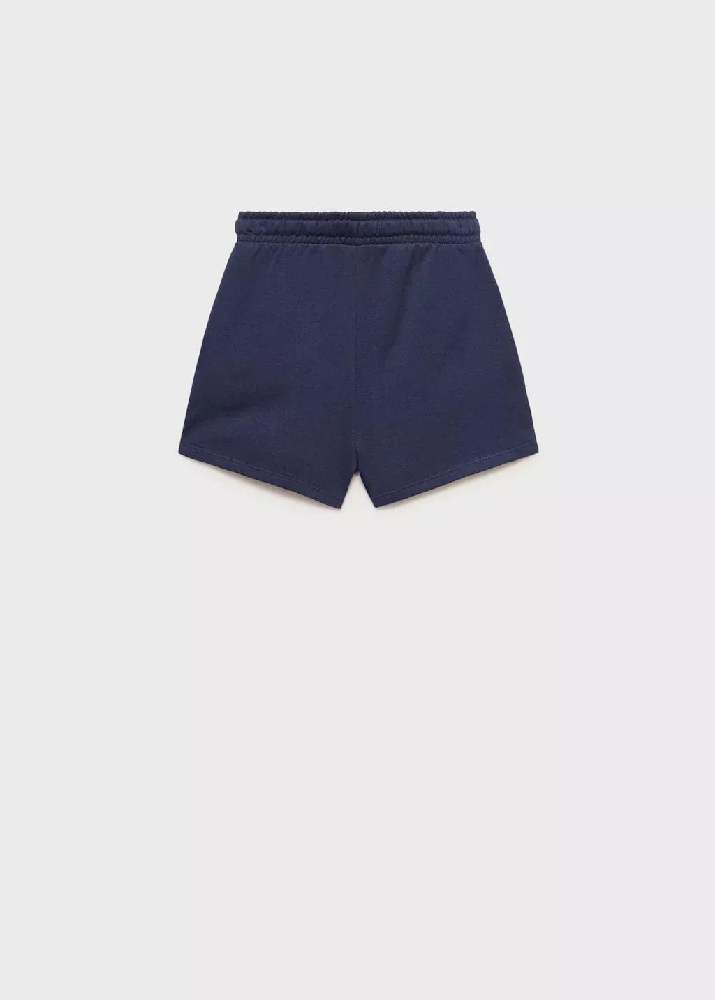 Navy Cotton Shorts With Elastic Waist, Kids Girl, , large image number 1