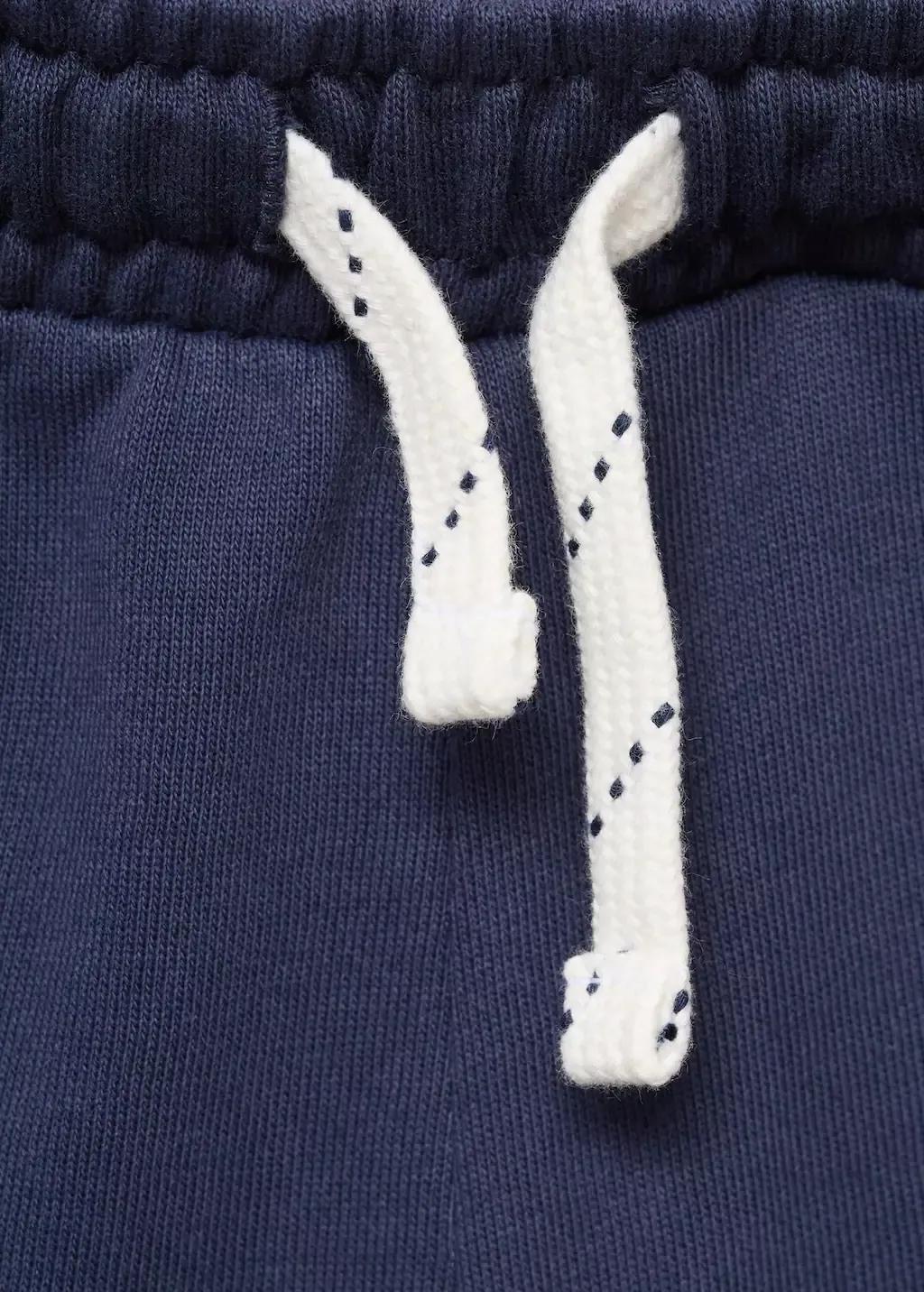 Navy Cotton Shorts With Elastic Waist, Kids Girl, , large image number 2