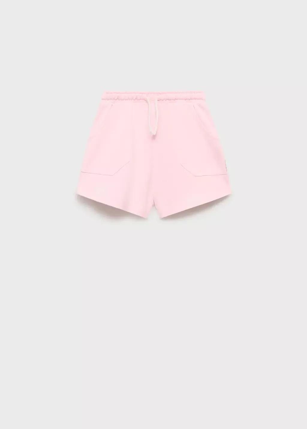 Pink Cotton Shorts With Elastic Waist, Kids Girl, , large image number 0