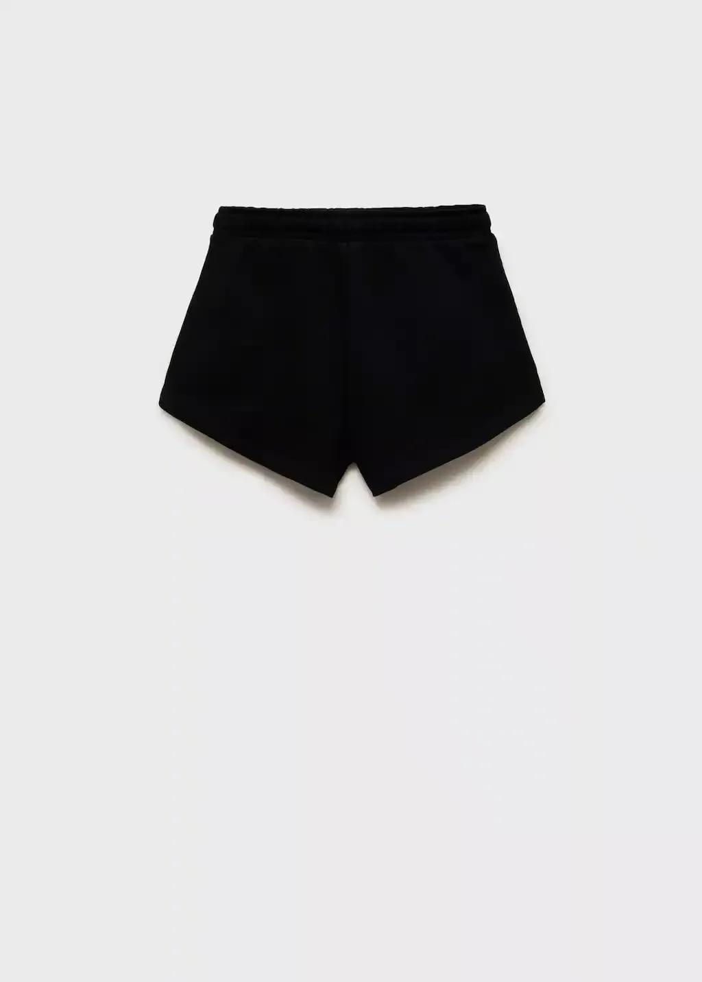 Black Cotton Shorts With Elastic Waist, Kids Girl, , large image number 1