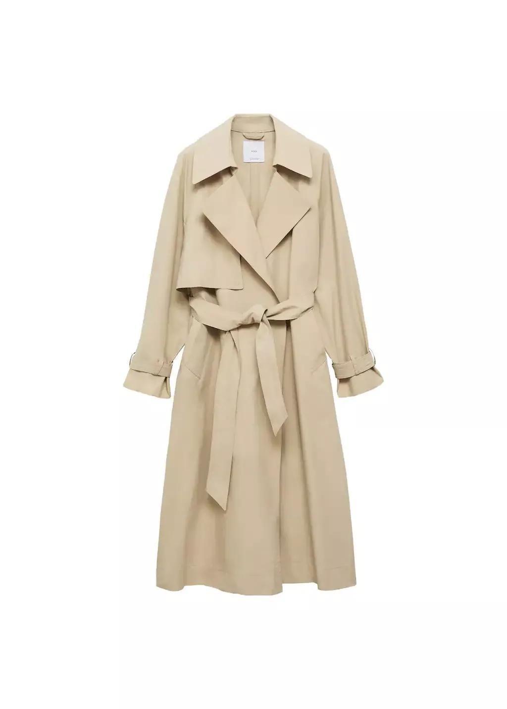 Beige Cotton Trench Coat With Belt, , large image number 3