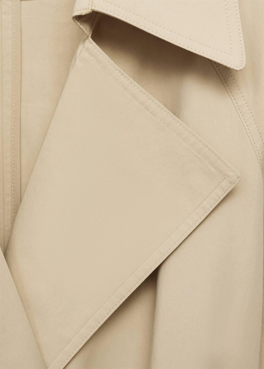 Beige Cotton Trench Coat With Belt, , large image number 5