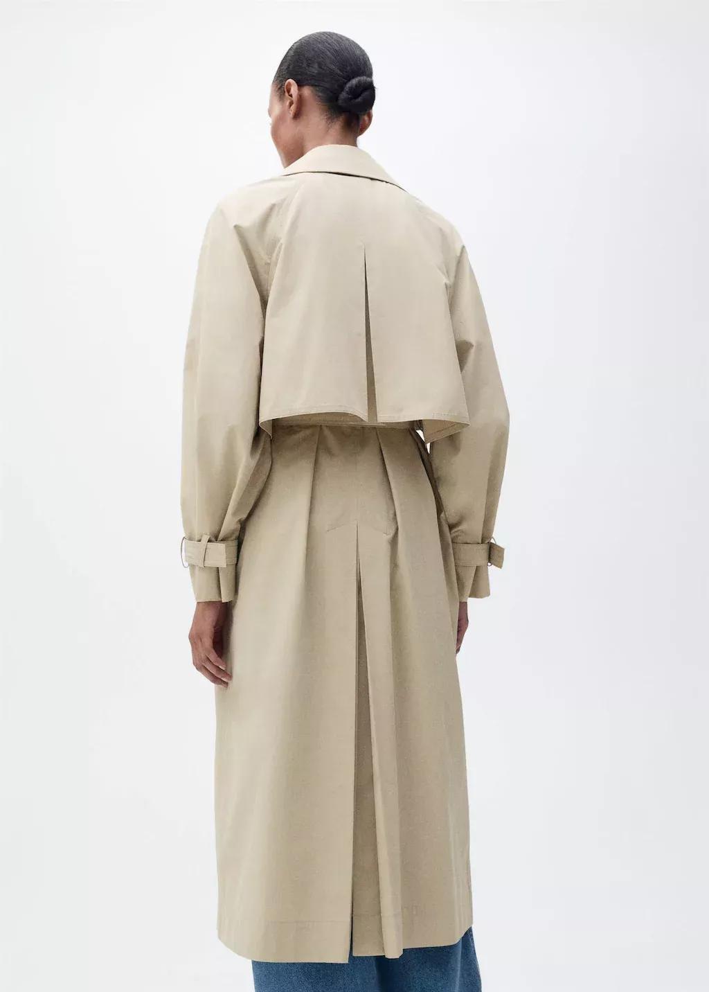 Beige Cotton Trench Coat With Belt, , large image number 6
