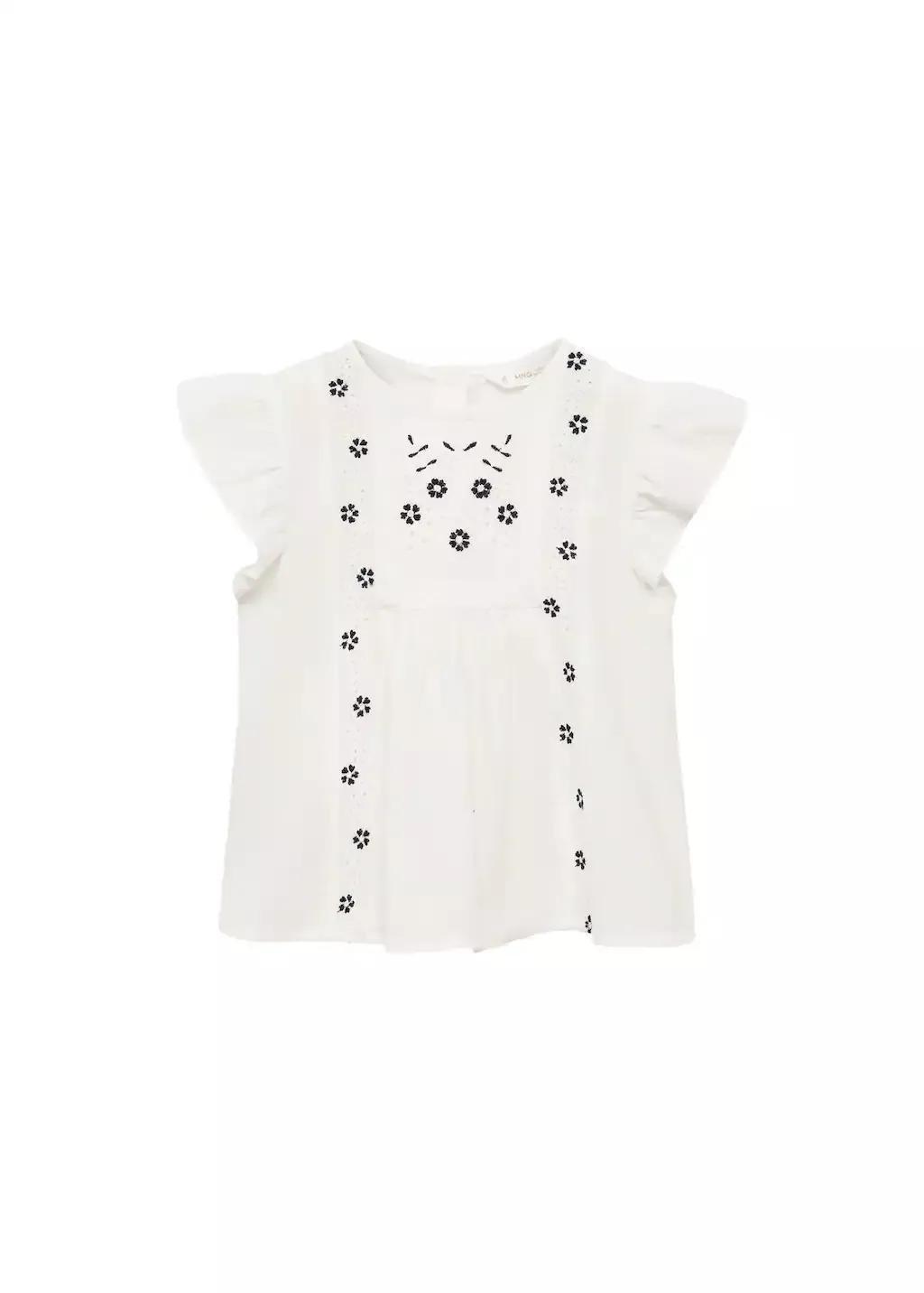 White Embroidered Details Blouse, Baby Girl, White, large image number 0