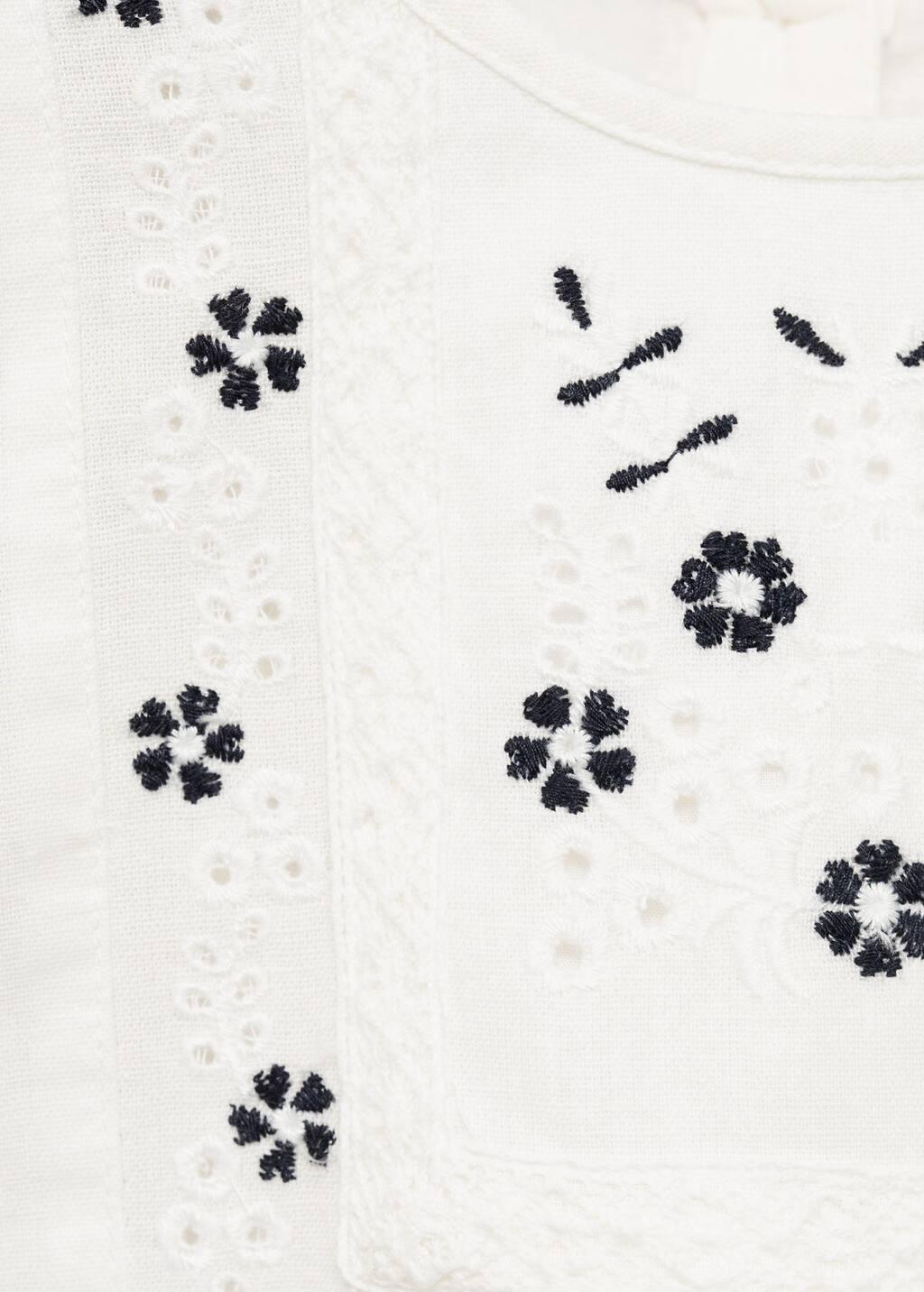 White Embroidered Details Blouse, Baby Girl, White, large image number 3