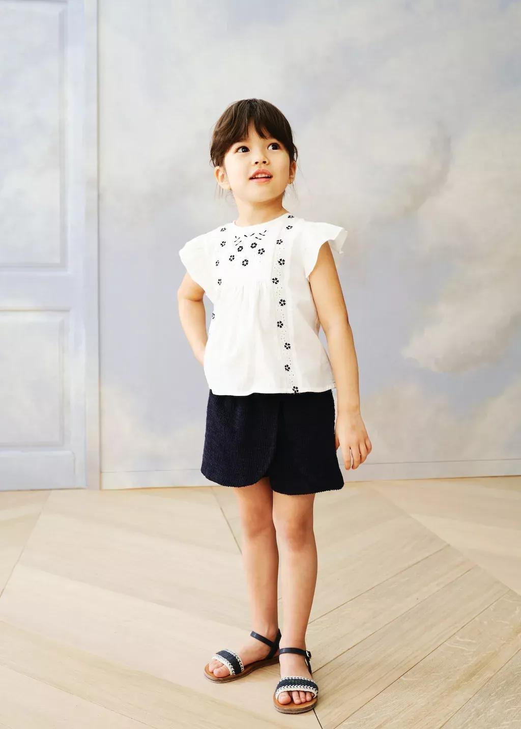 White Embroidered Details Blouse, Baby Girl, White, large image number 4