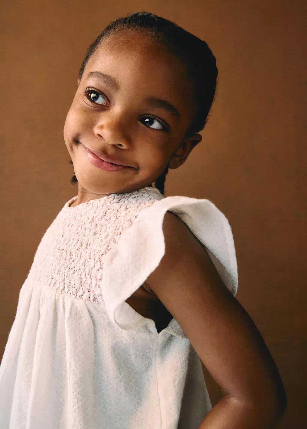 WHITE Textured ruffled blouse, Baby Girl, , large image number 1
