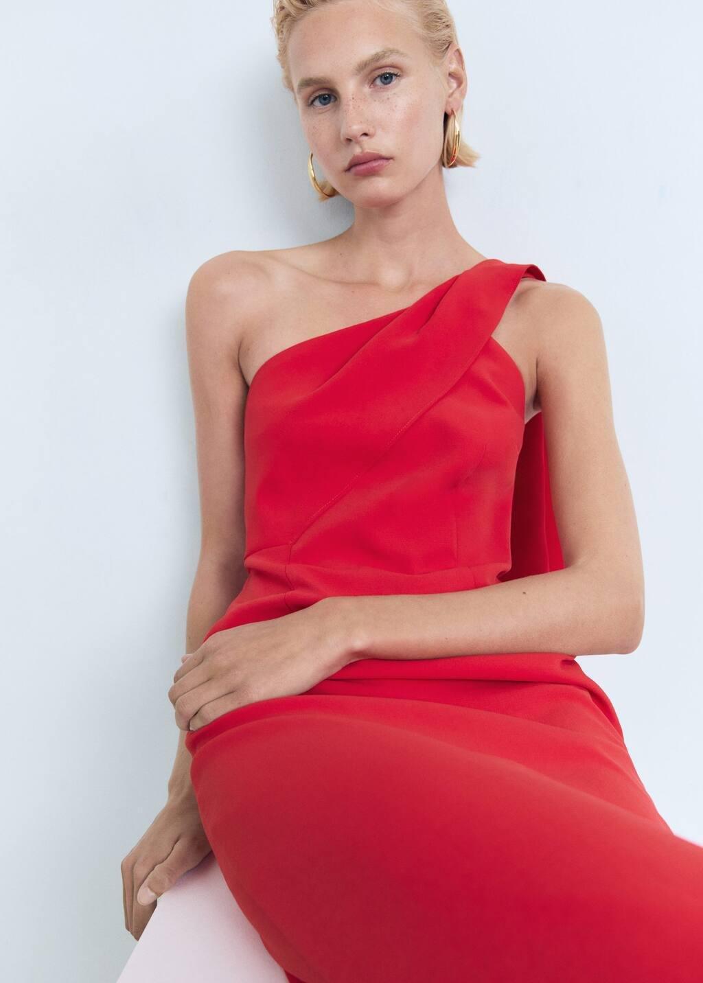 Red Asymmetric Formal Midi Dress, , large image number 3