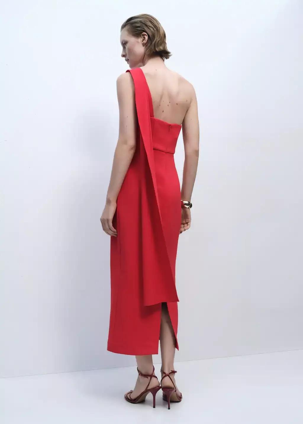 Red Asymmetric Formal Midi Dress, , large image number 9