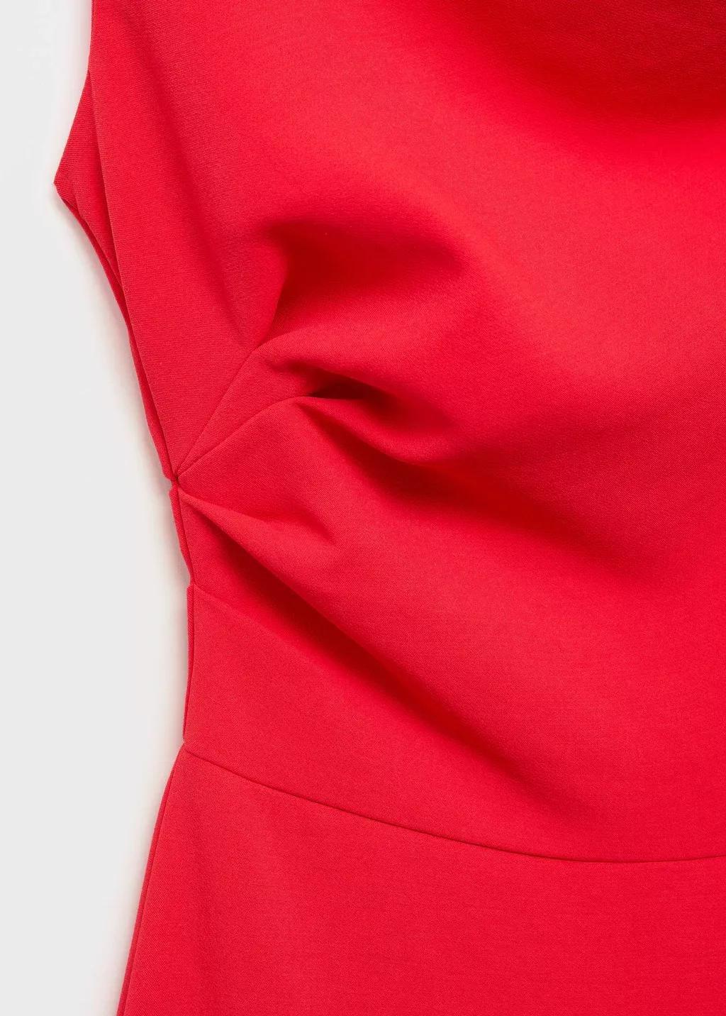 Red Long Asymmetrical Draped Jumpsuit, , large image number 7