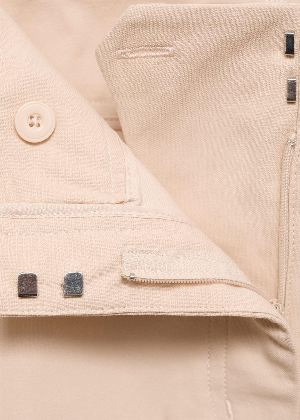 Beige Mid-Rise Straight-Fit Cotton Trousers, , large image number 5