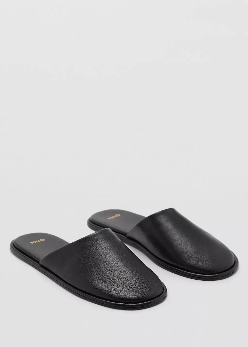 BLACK Leather slingback shoes, , large image number 0