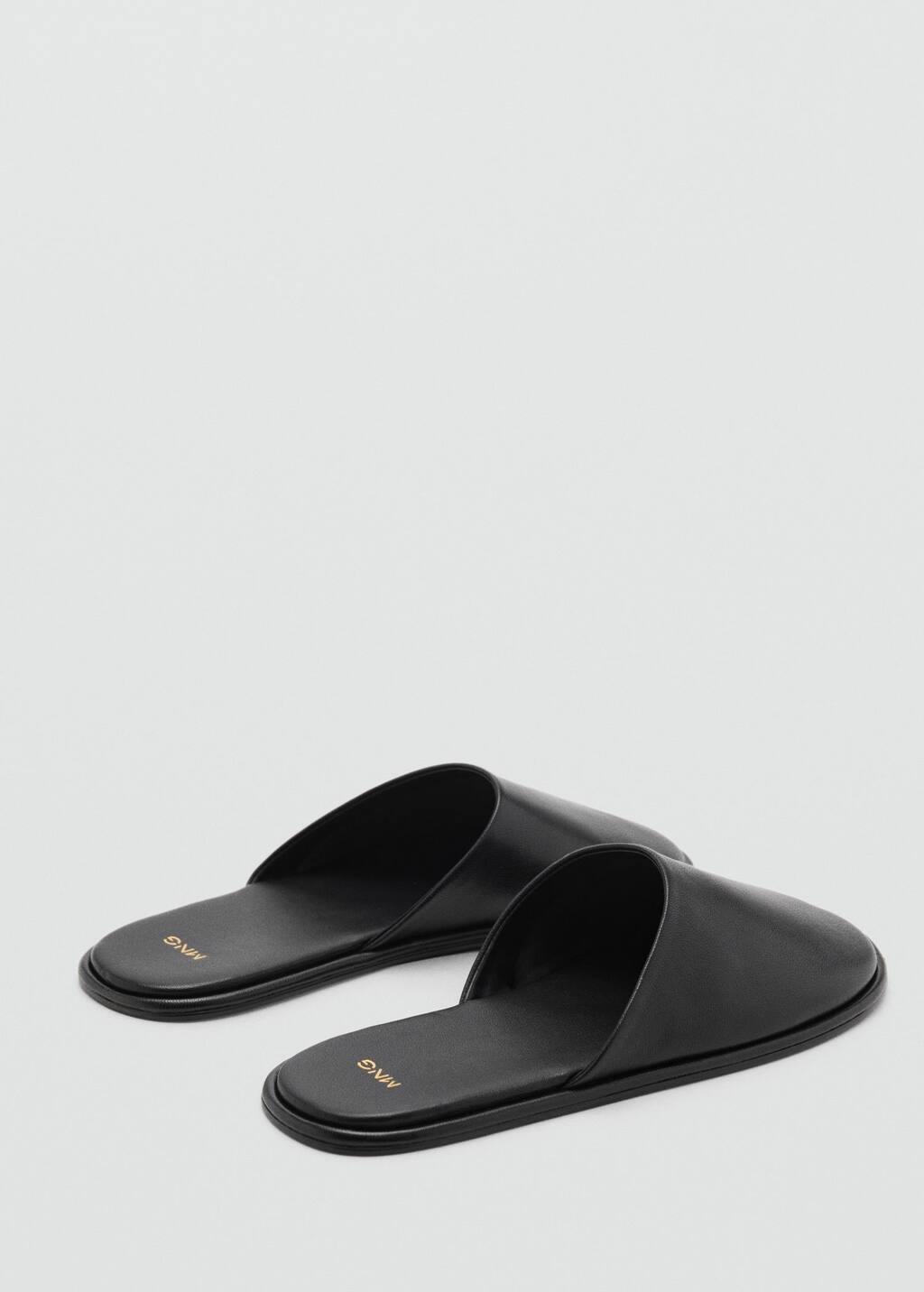 BLACK Leather slingback shoes, , large image number 1