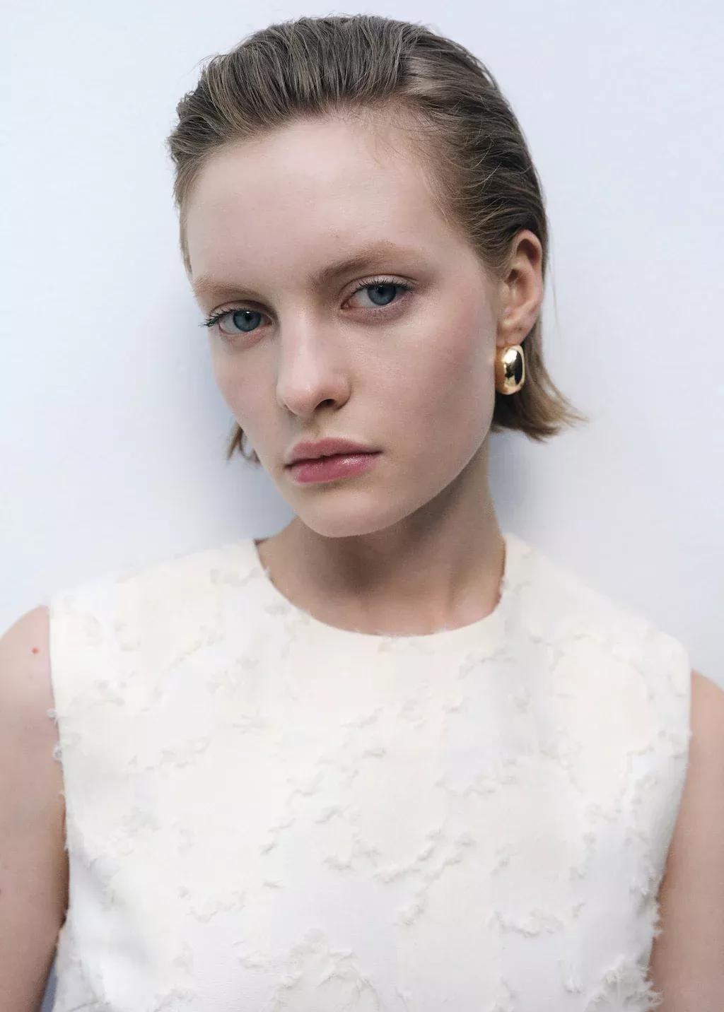 White Textured Crop Top, , large image number 1