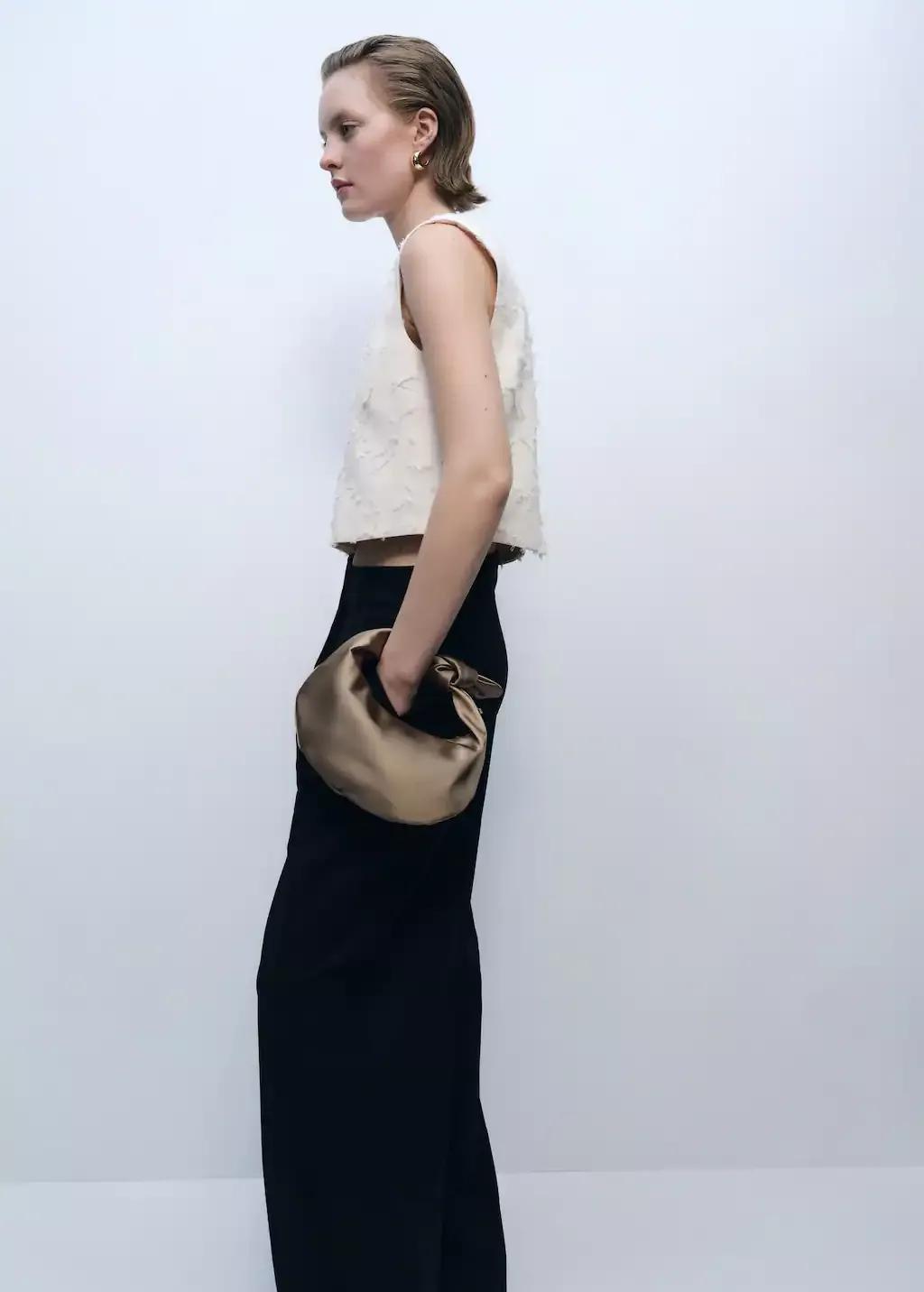 White Textured Crop Top, , large image number 2