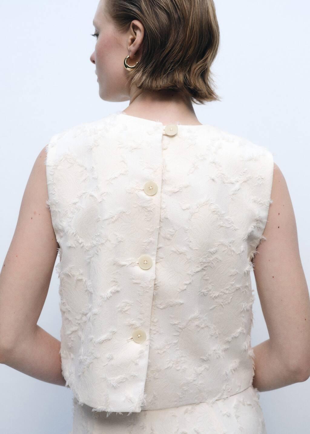 White Textured Crop Top, , large image number 4