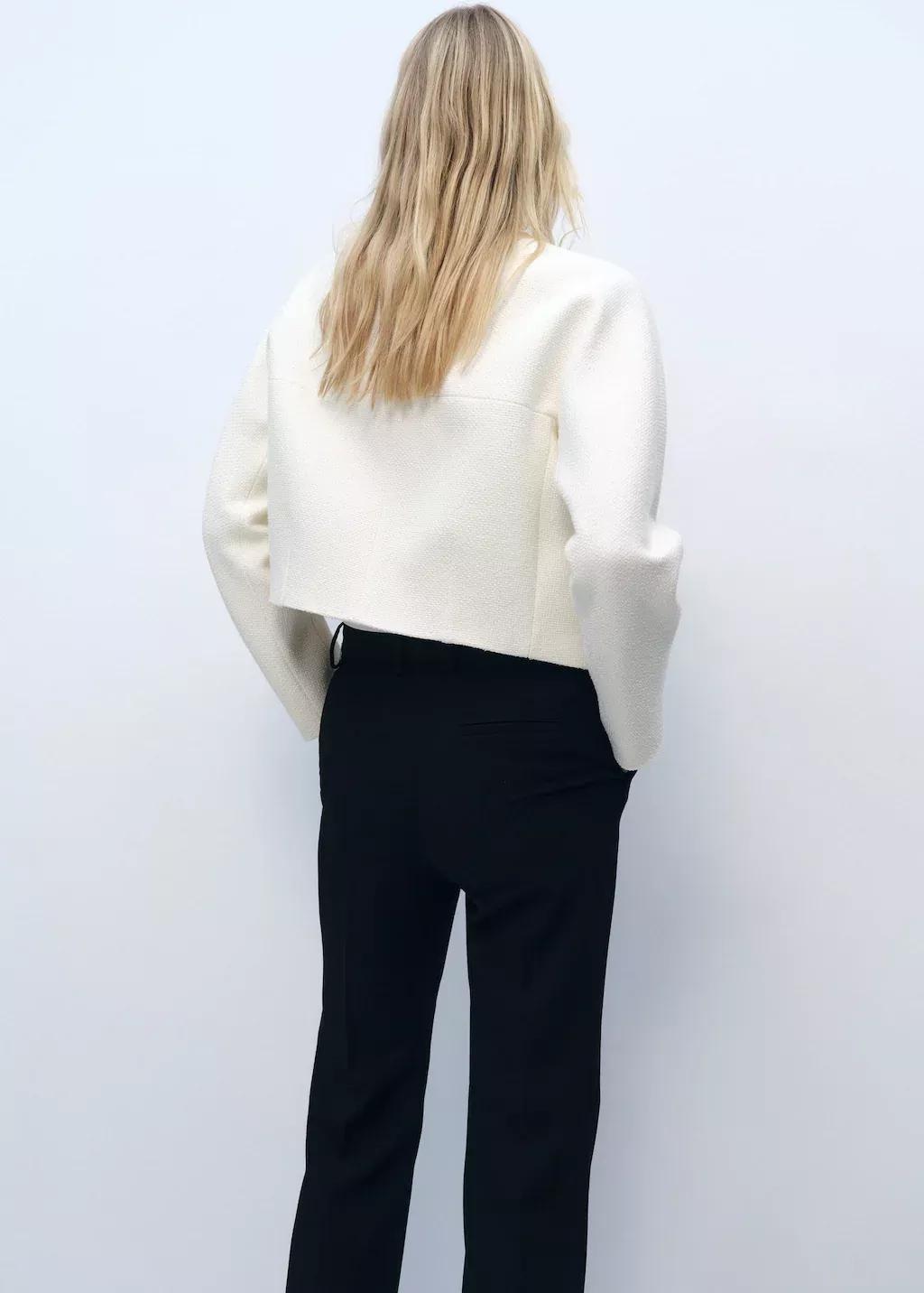 White Cotton Jacket With Die-Cut Trim, , large image number 5