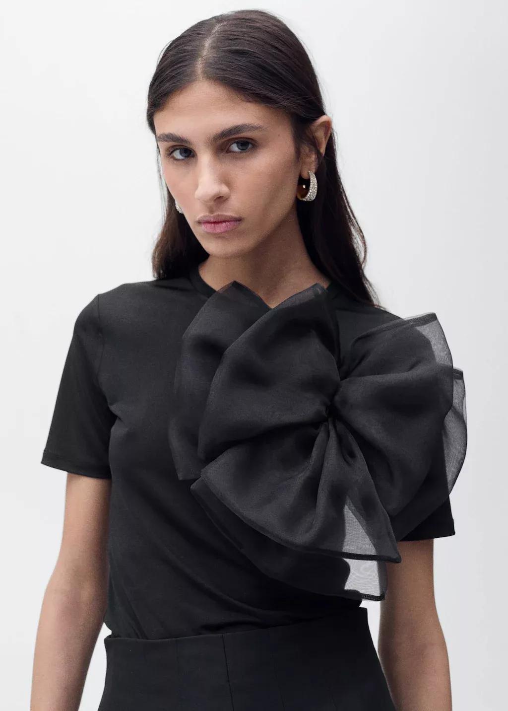 Black Frills Ruffle T-Shirt, , medium