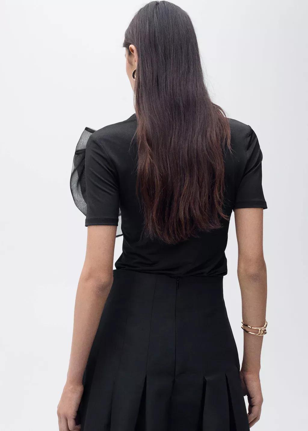 Black Frills Ruffle T-Shirt, , large image number 2