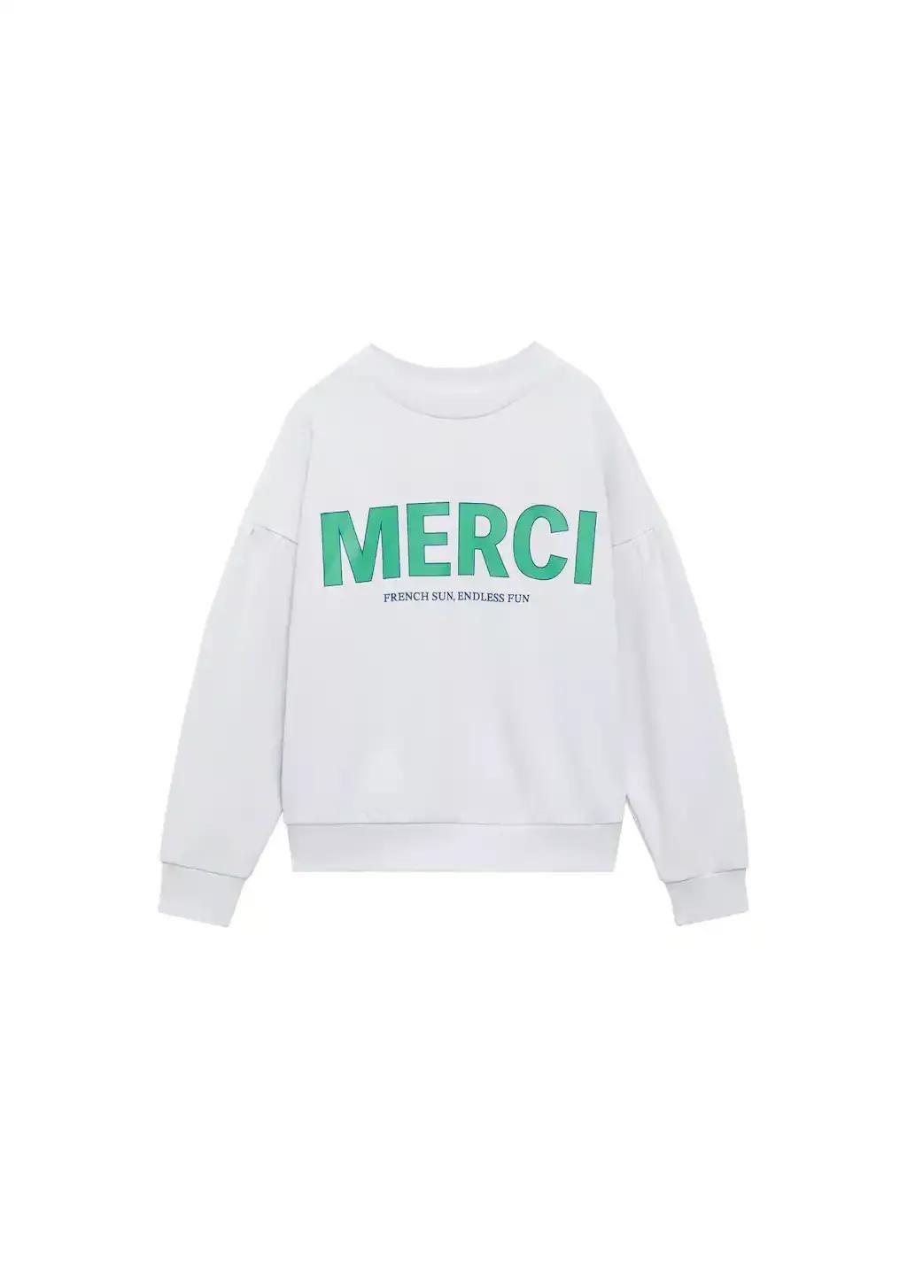 Blue Message Graphic Print Sweatshirt, Kids Girls, , large image number 3