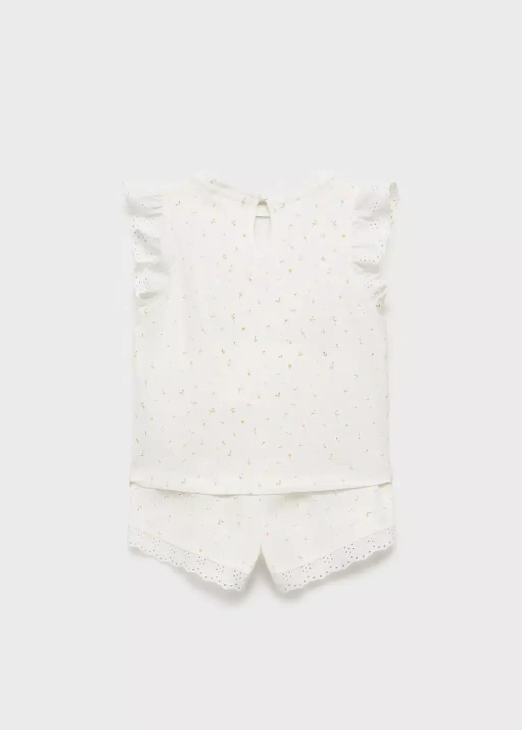 White Floral Cotton Pyjamas, Baby Girl, , large image number 1
