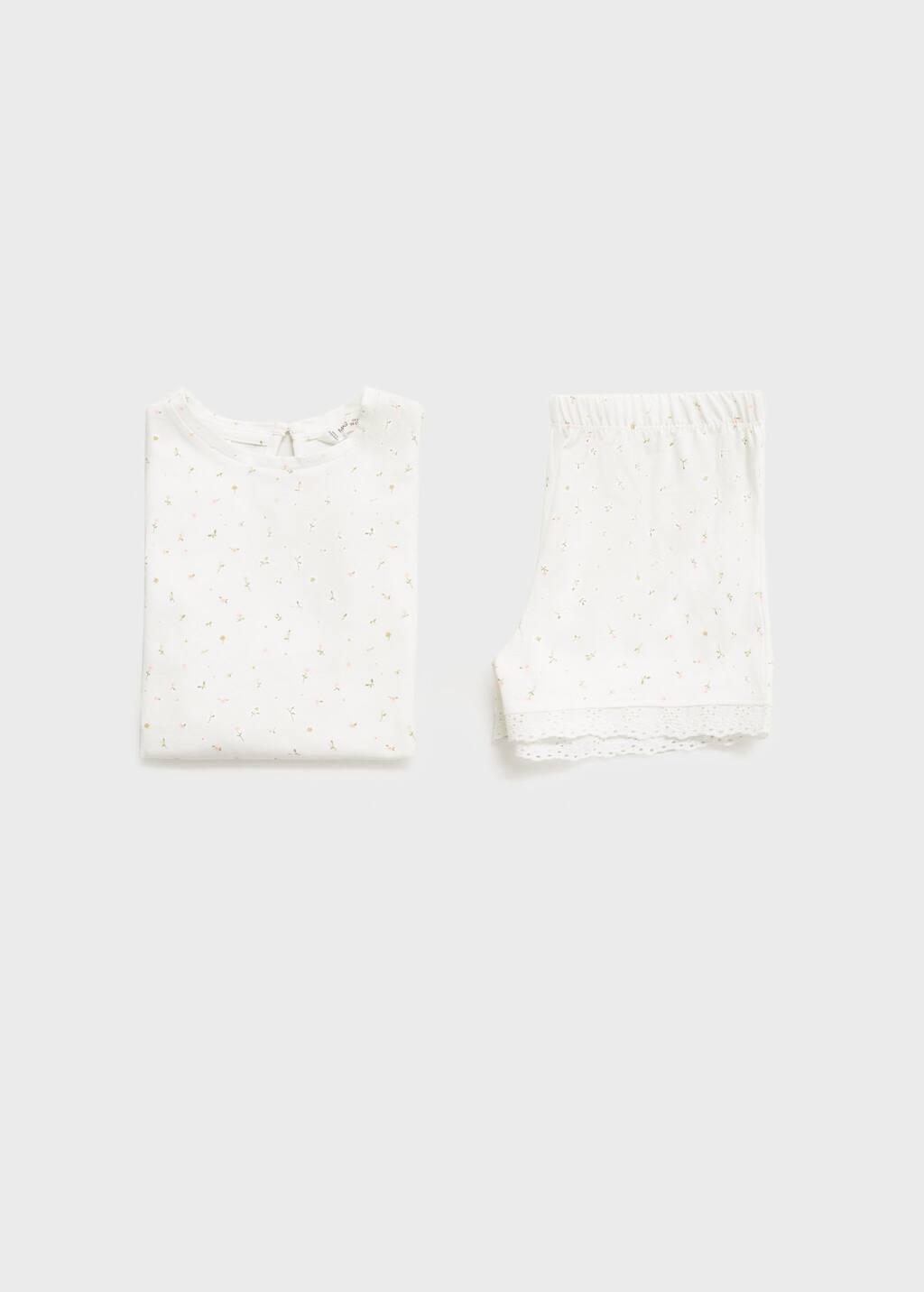 White Floral Cotton Pyjamas, Baby Girl, , large image number 2