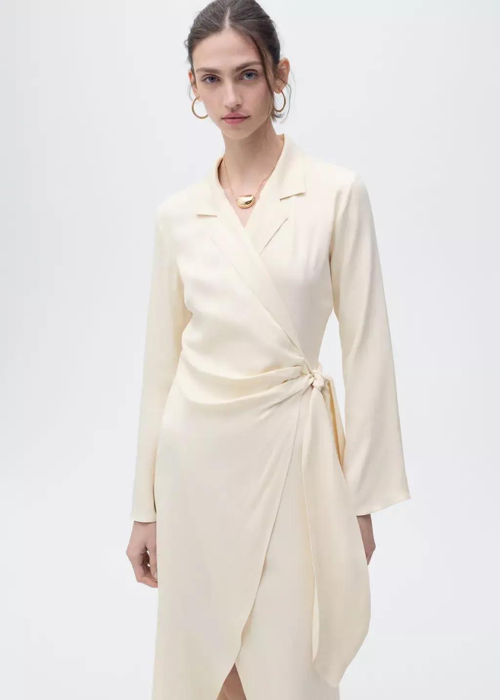 Beige Knot Blazer Midi Dress, , large image number 1