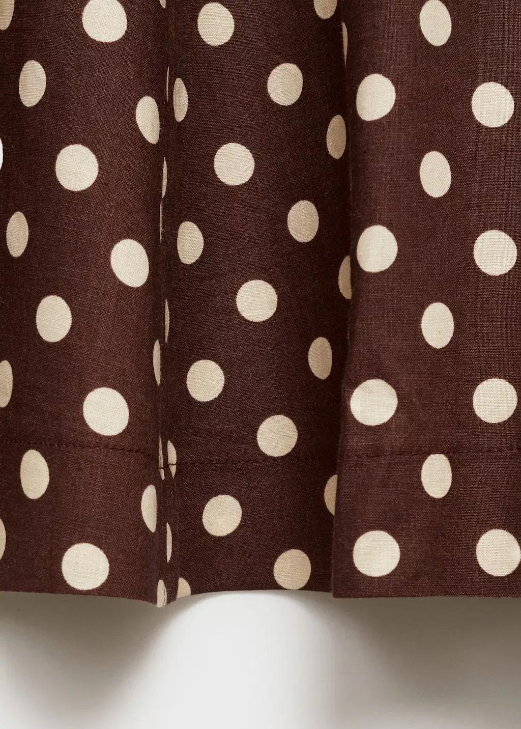 DARK BROWN Flared linen skirt with polka dots, , large image number 4