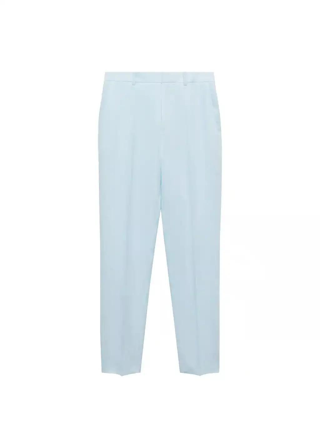 Blue Lt Pastel Linen Suit Trousers, , large image number 4