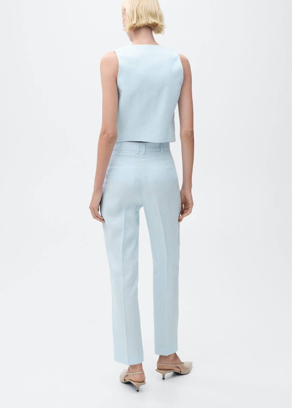 Blue Lt Pastel Linen Suit Trousers, , large image number 5