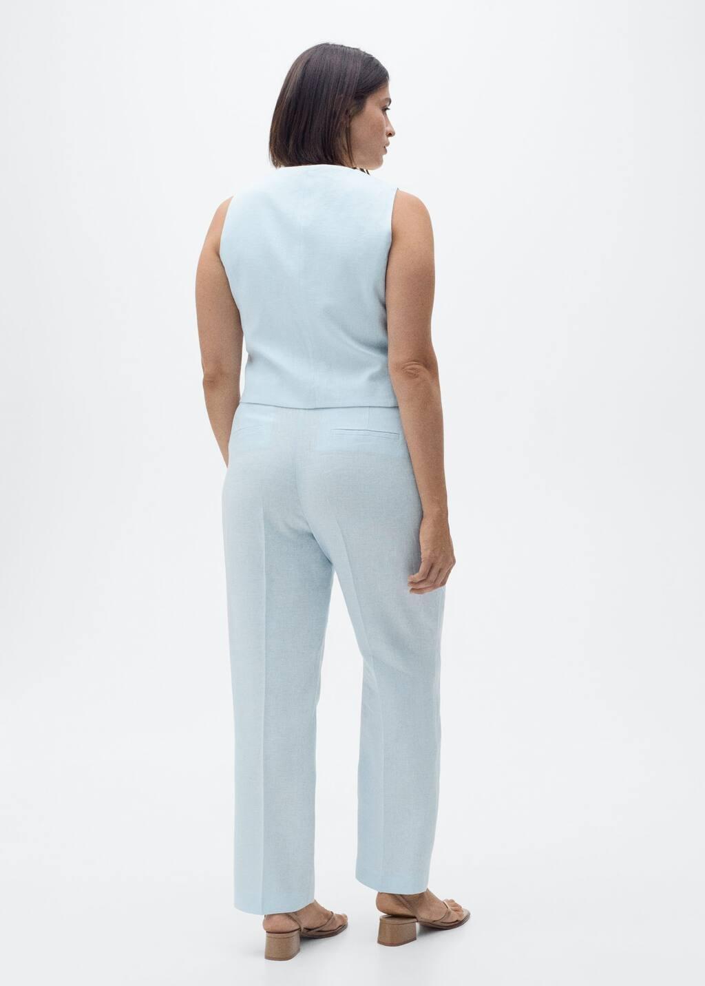 Blue Lt Pastel Linen Suit Trousers, , large image number 6