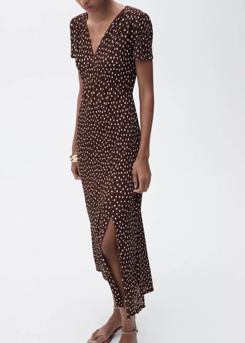 Brown Printed Midi Dress, , large image number 1