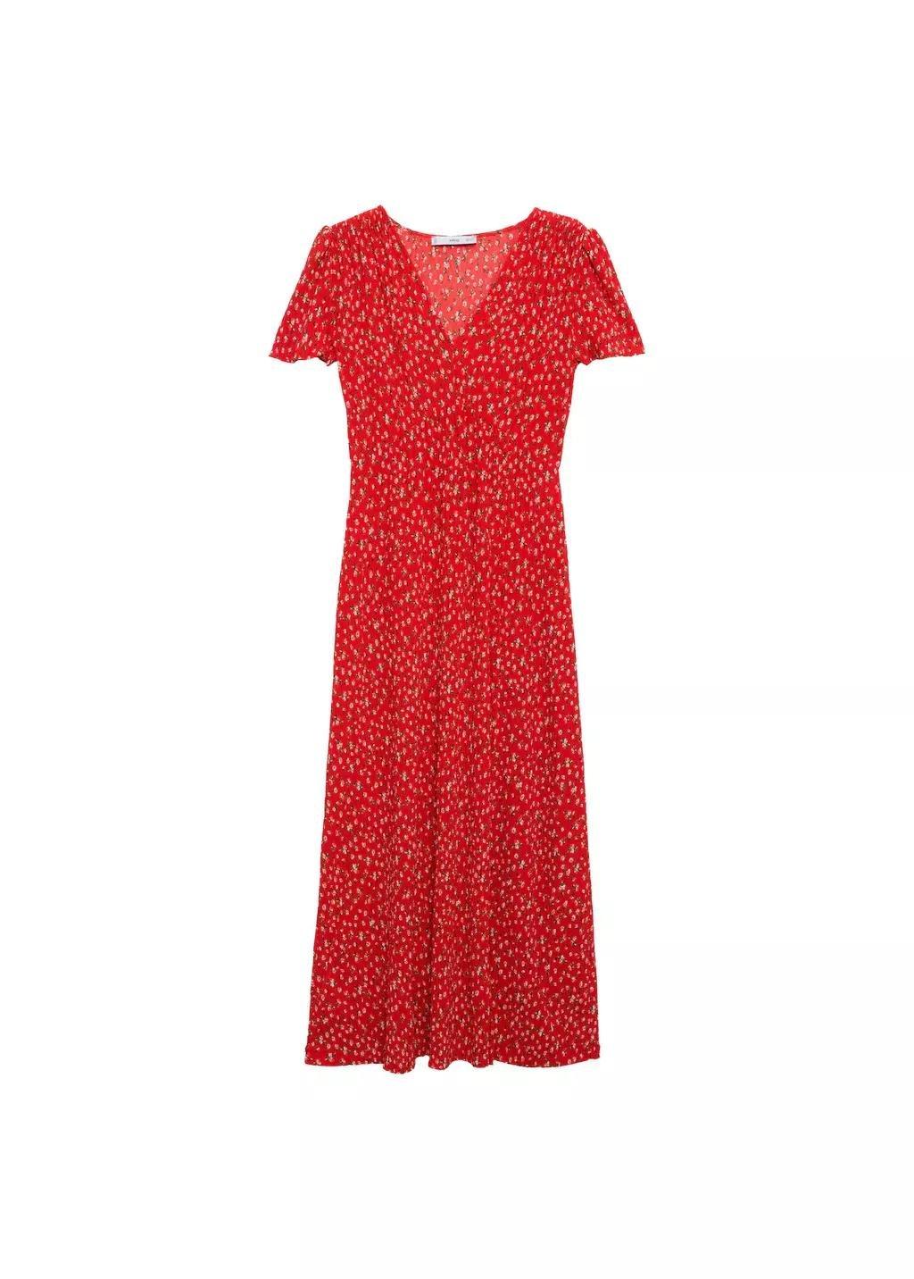 Red Printed Midi Dress, , large image number 0