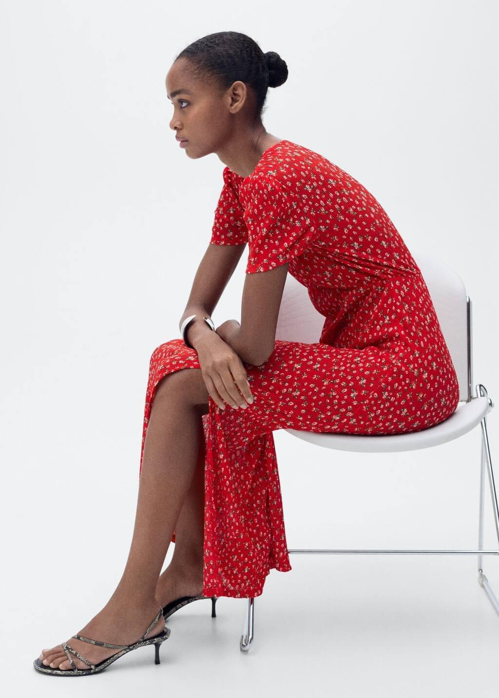 Red Printed Midi Dress, , large image number 3