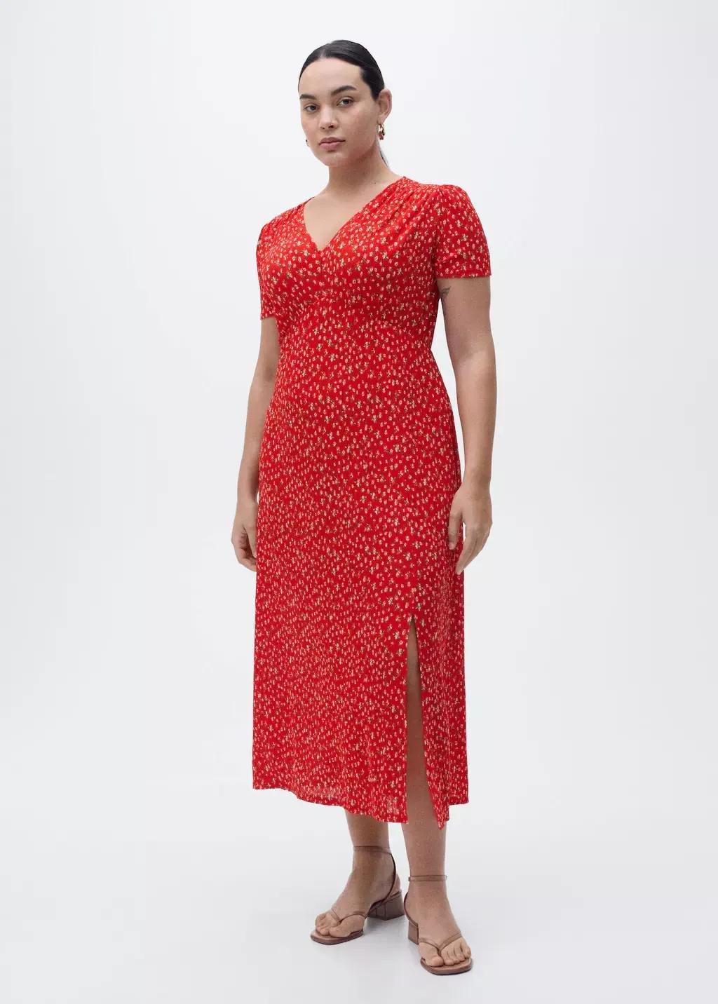 Red Printed Midi Dress, , large image number 5