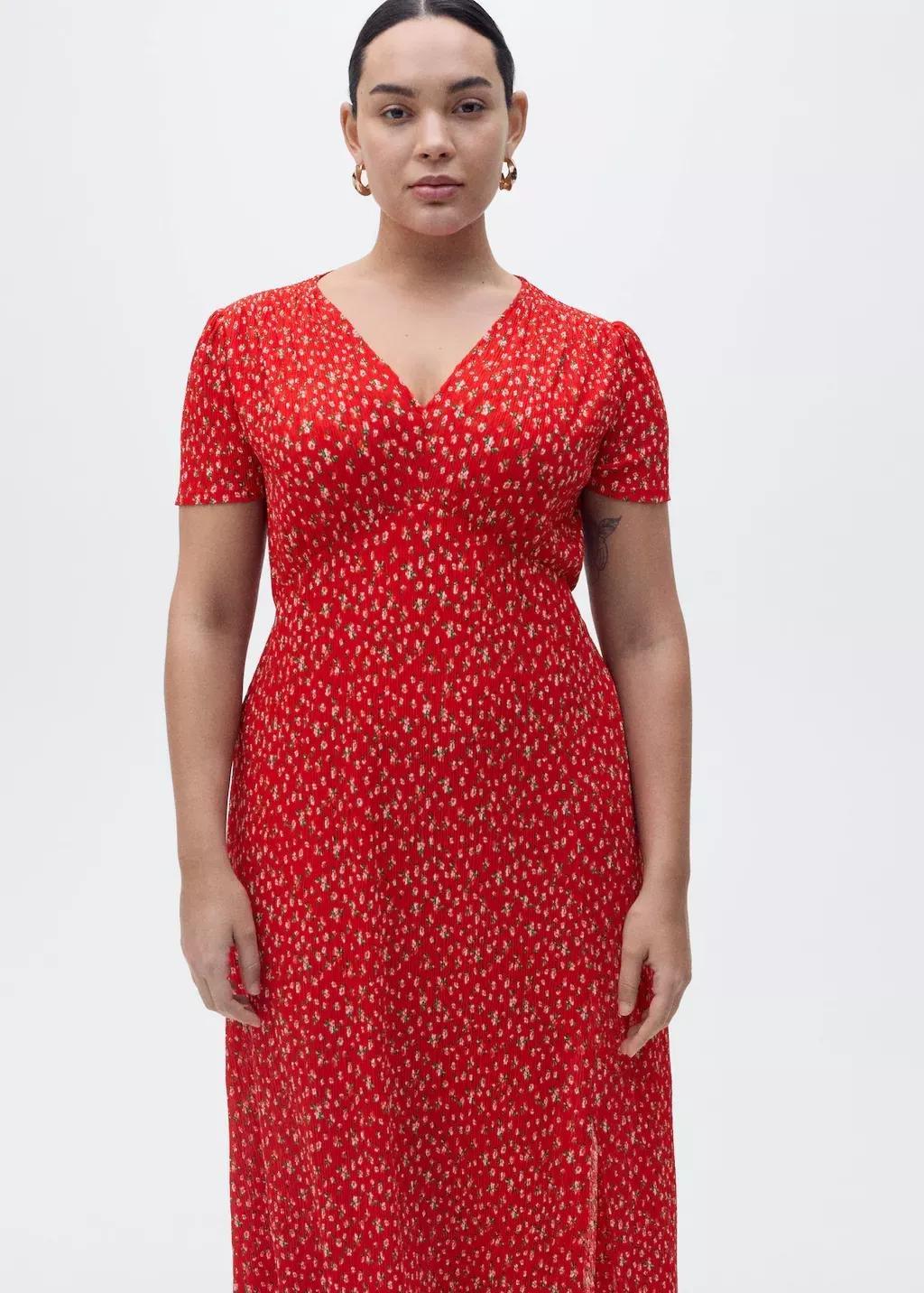 Red Printed Midi Dress, , large image number 8