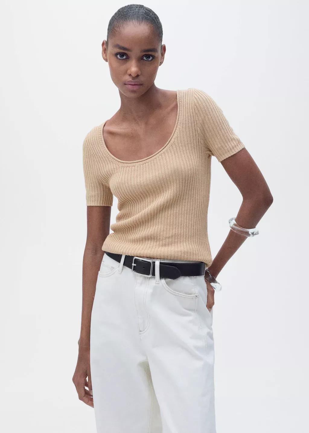 Brown Linen-Blend Knitted Sweater, , large image number 0