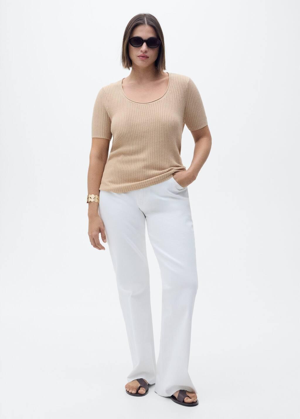 Brown Linen-Blend Knitted Sweater, , large image number 2