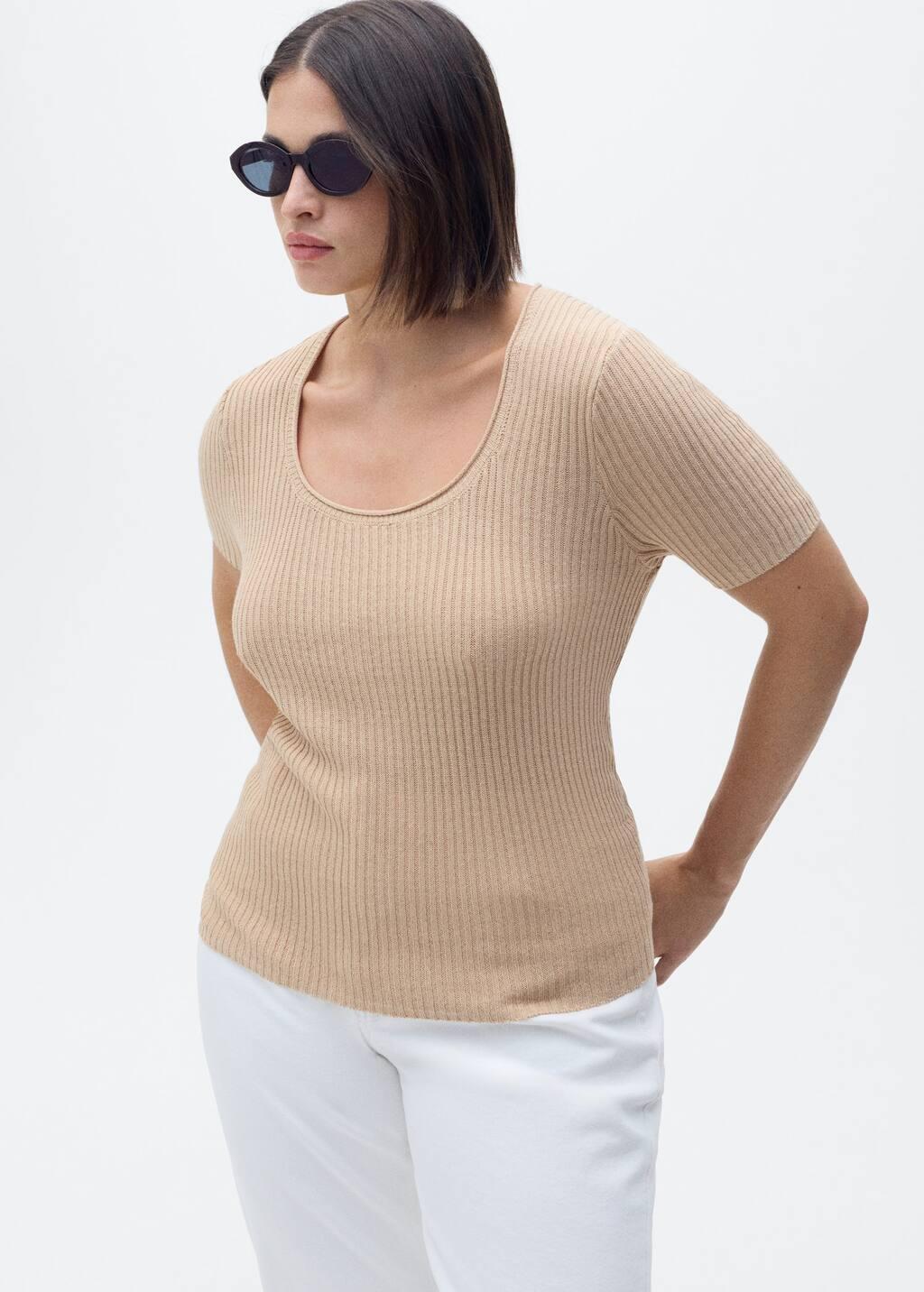 Brown Linen-Blend Knitted Sweater, , large image number 5