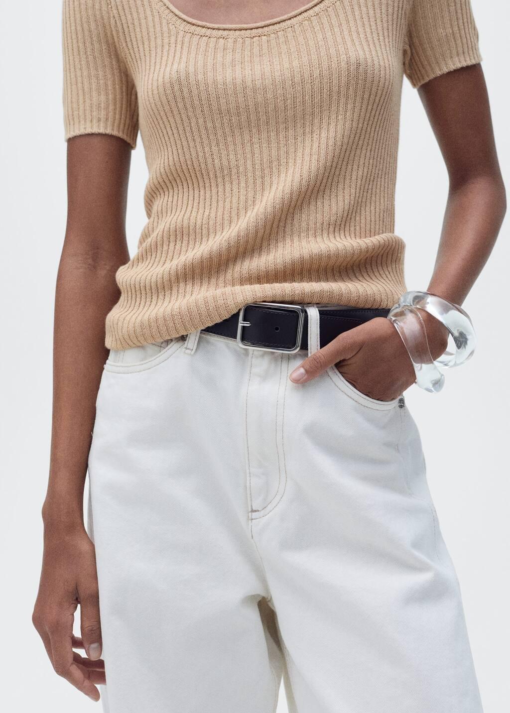 Brown Linen-Blend Knitted Sweater, Medium Brown, large image number 6